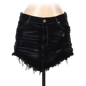John John Supreme distressed black denim mini skirt, size 42 or US Large